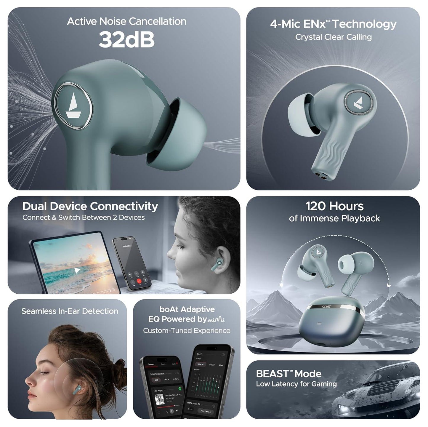 boAt Nirvana Ion ANC Pro Truly Wireless in Ear Ear Buds w/Hi-Res Audio w/LDAC, Upto 32 dB ANC, 120 Hrs Playback, Crystal Bionic Sound Powered by HiFi, ENx Tech, Hearables App(Blazing Comet) - Nalanda Enterprises