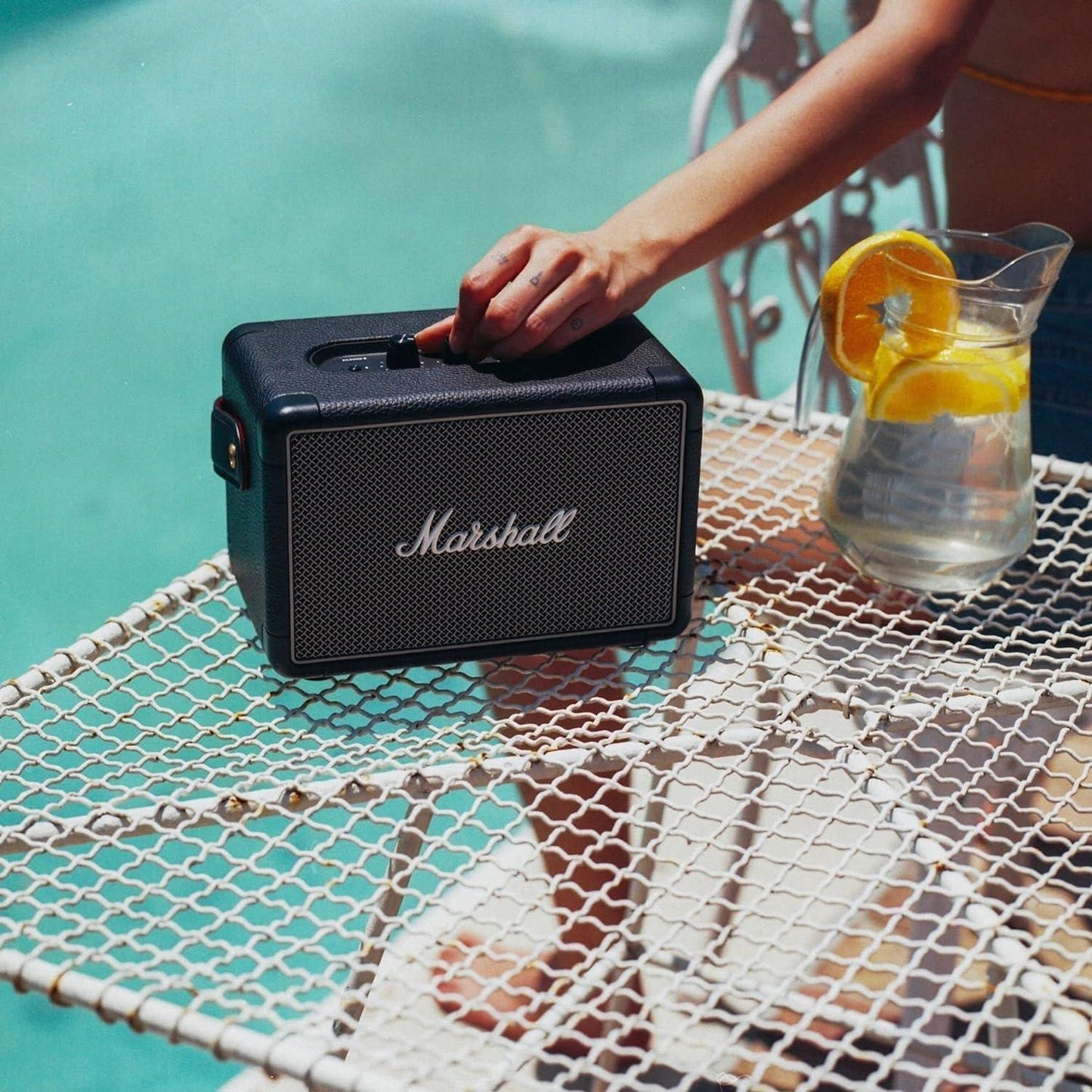 Marshall Kilburn II Portable Bluetooth Speaker with 20+ Hours of Portable Playtime, (360° Sound), Water-Resistant (IPX2) Black & Brass. - Nalanda Enterprises