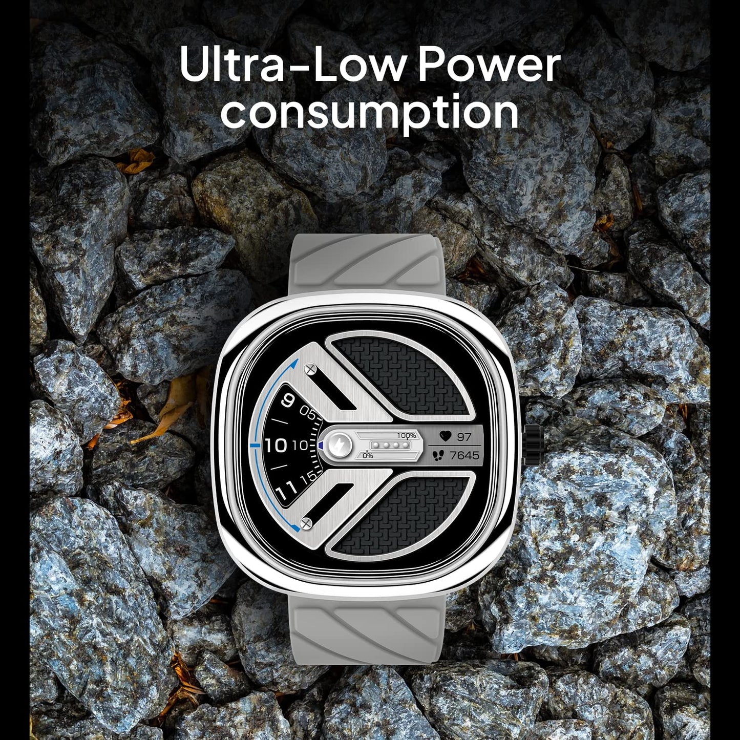 Fire-Boltt Collide 1.32" Display Smartwatch, Bluetooth Calling with Body Shielding Metal Paint, Single BT Connection, BT 2.0 Ultra Low Power Consumption, SpO2 (Silver Black)