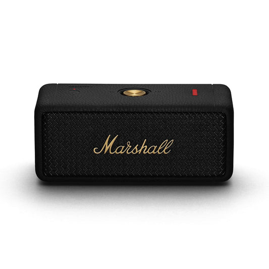 Marshall Emberton II Compact Portable Bluetooth Speaker with 30+ Hours of Playtime, (360° Sound), Dust & Waterproof (IP67) Black & Brass. - Nalanda Enterprises