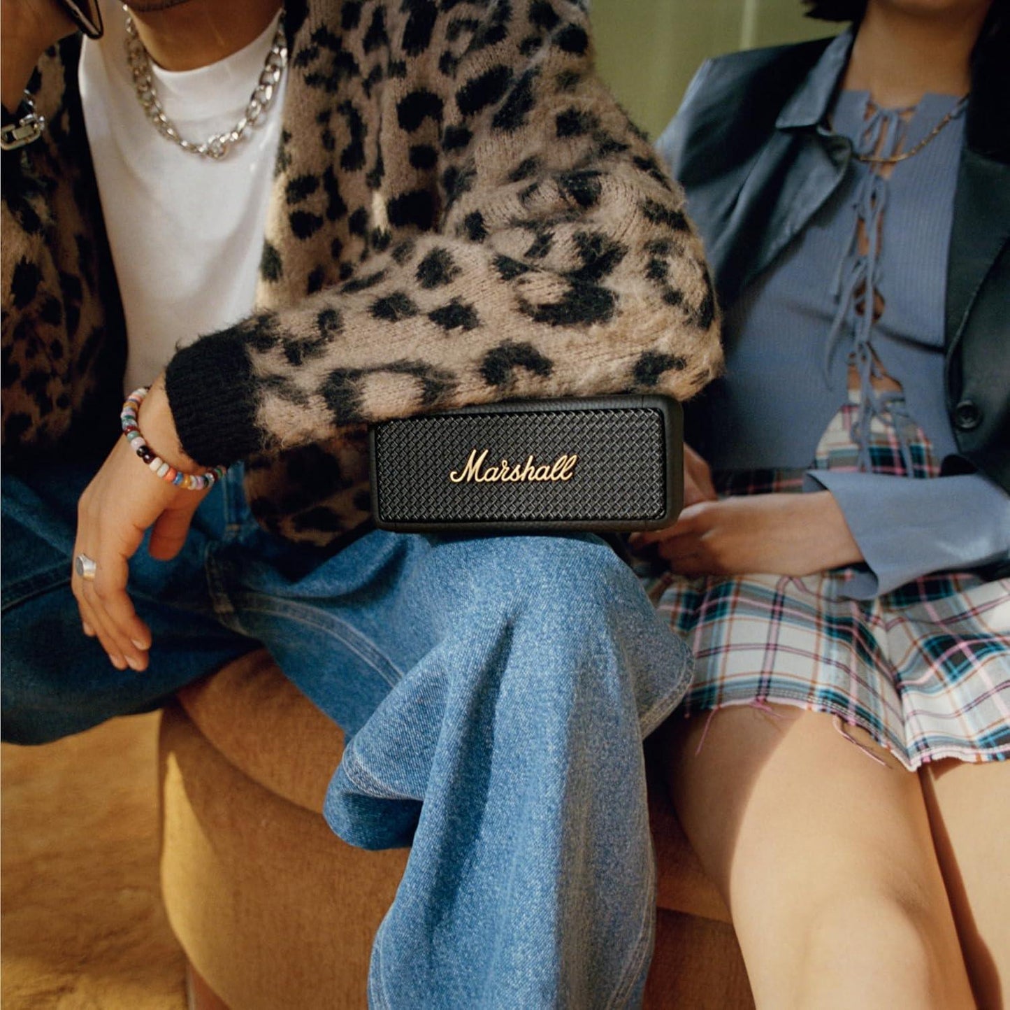 Marshall Emberton II Compact Portable Bluetooth Speaker with 30+ Hours of Playtime, (360° Sound), Dust & Waterproof (IP67) Black & Brass. - Nalanda Enterprises