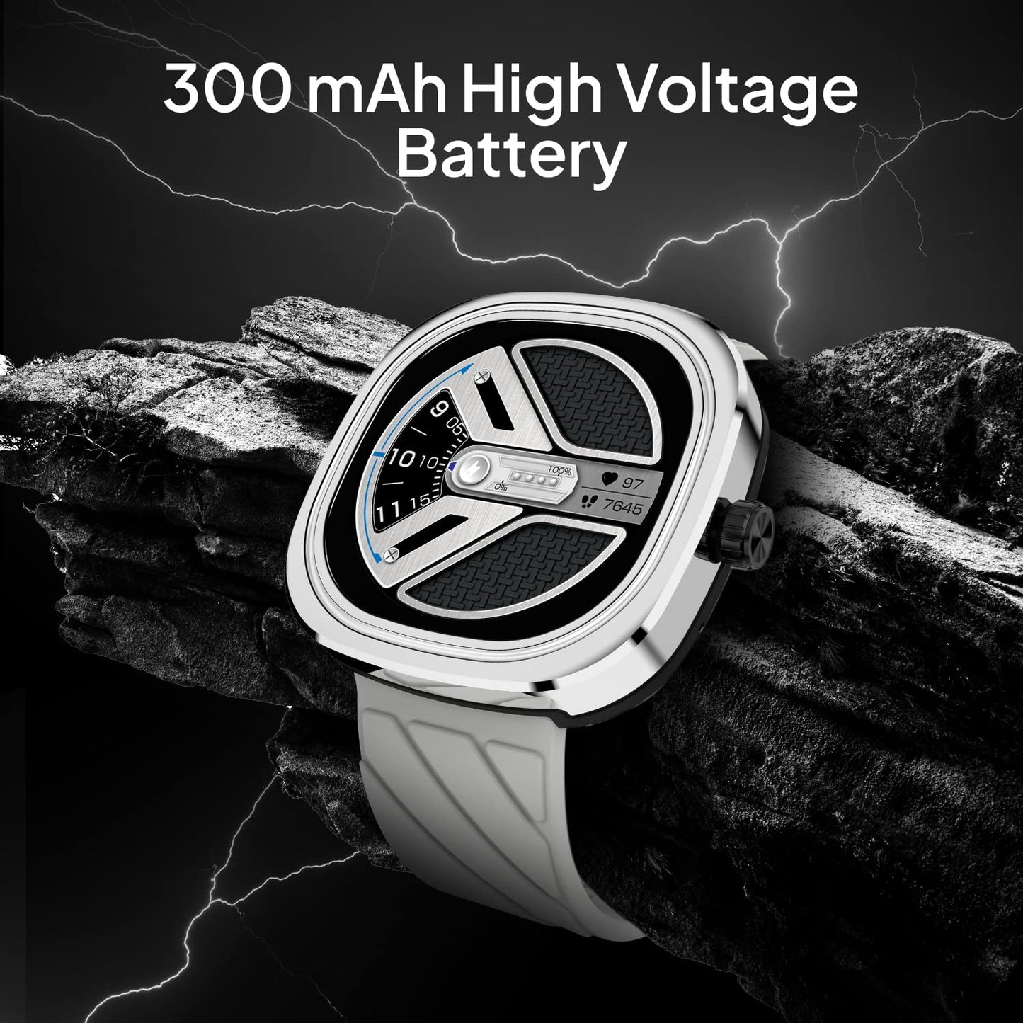 Fire-Boltt Collide 1.32" Display Smartwatch, Bluetooth Calling with Body Shielding Metal Paint, Single BT Connection, BT 2.0 Ultra Low Power Consumption, SpO2 (Silver Black)