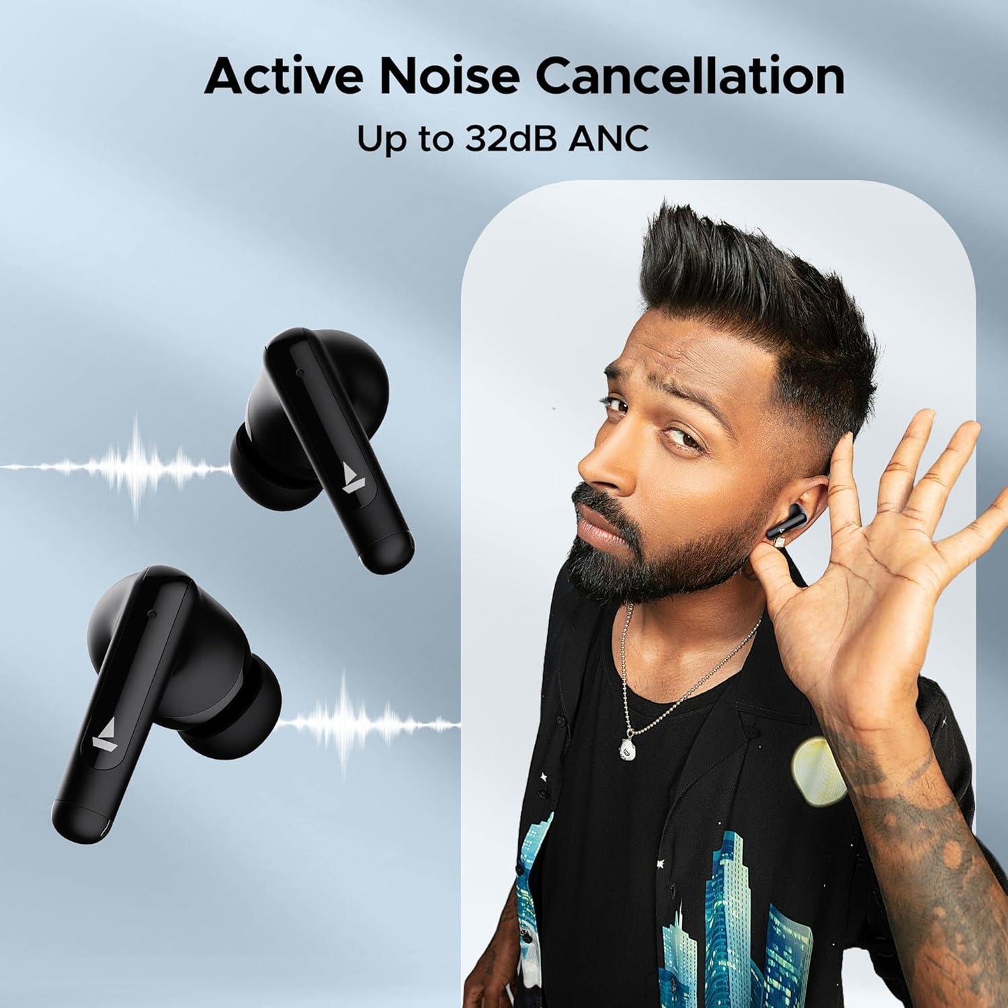 boAt Airdopes Unity ANC TWS in Ear Earbuds with Up to 50 Hours Total Playback, ANC Upto 32 dB, Dual Mics with ENx Tech, IPX5 Rating, IWP Tech and ASAP Charge(Black) - Nalanda Enterprises