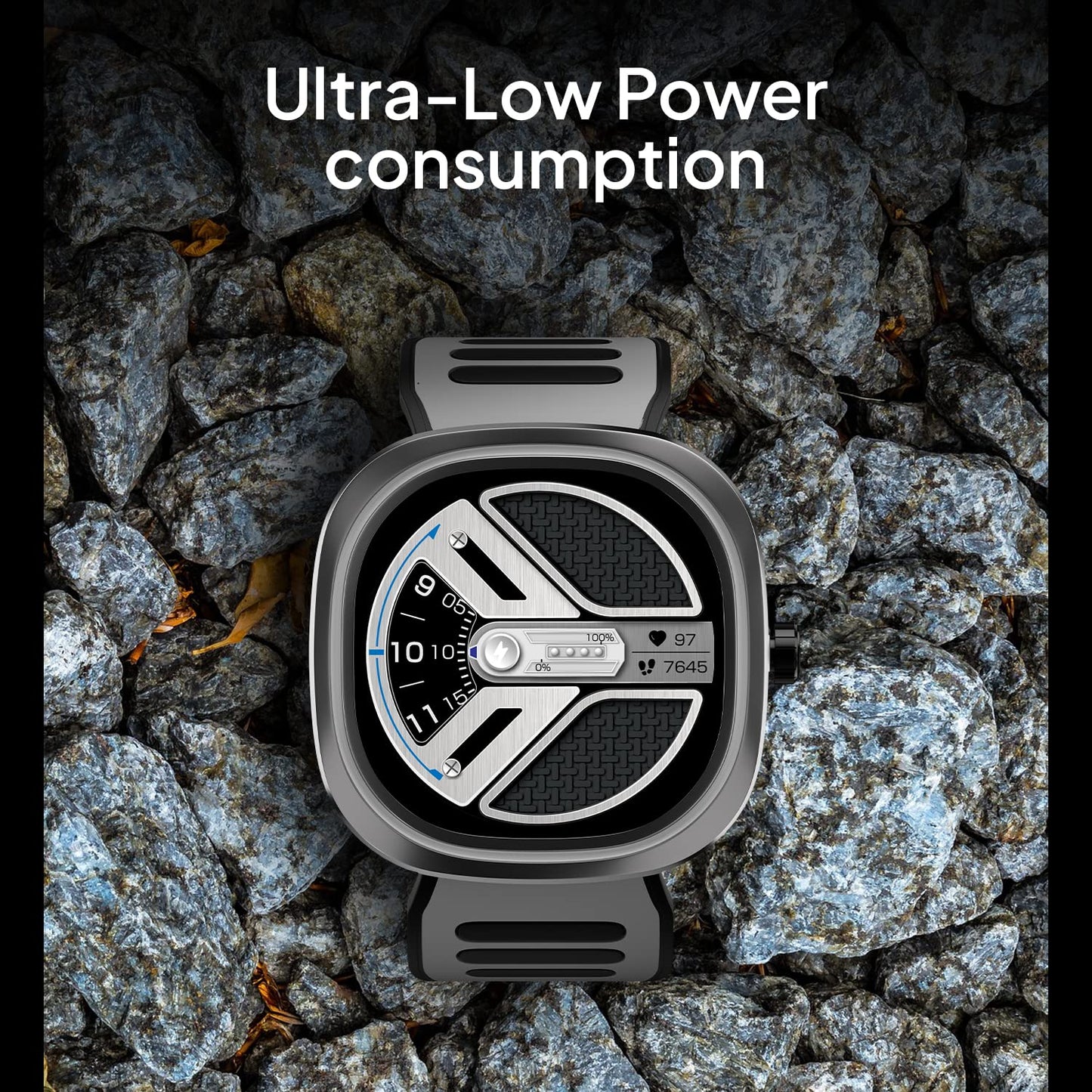 Fire-Boltt Collide 1.32" Display Smartwatch, Bluetooth Calling with Body Shielding Metal Paint, Single BT Connection, BT 2.0 Ultra Low Power Consumption, SpO2 (Silver Black)