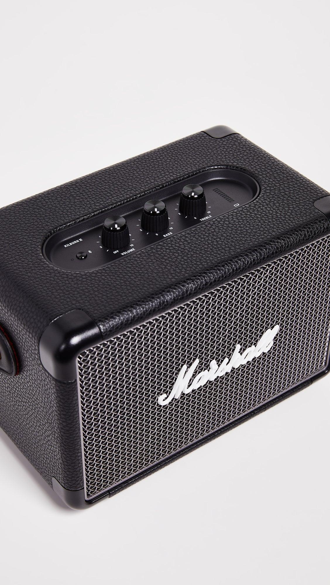 Marshall Kilburn II Portable Bluetooth Speaker with 20+ Hours of Portable Playtime, (360° Sound), Water-Resistant (IPX2) Black & Brass. - Nalanda Enterprises