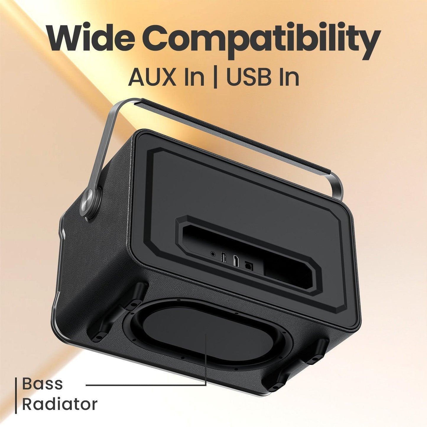 Portronics Harmony 80W Premium Portable HD Sound Speaker, Upto 6 Hours Playtime, 2.1 Channel, Bass Boost Technology, Bass/Treble Adjustment, Bluetooth Connectivity, Aux in, USB in, Bass Radiator - Nalanda Enterprises