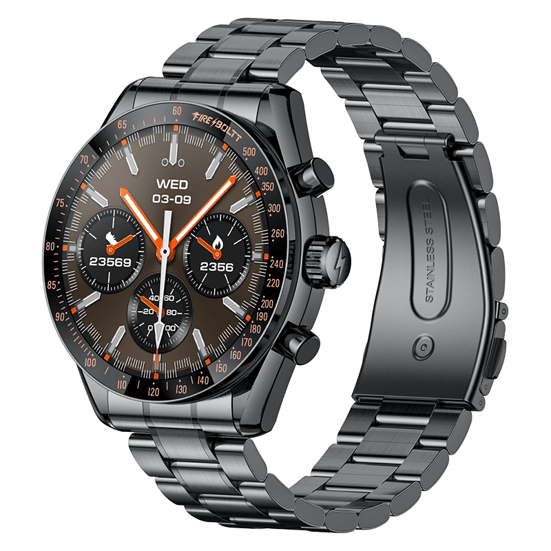 Fire-Boltt Diamond Luxury Stainless Steel Smart Watch with 1.43” AMOLED Screen, 466 * 466 px Resolution, 750 NITS Brightness, Bluetooth Calling, 300 Sports Mode, IP67 Rating - Nalanda Enterprises