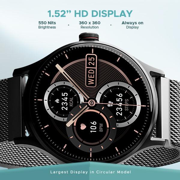 boAt Lunar Vista | Smartwatch with 1.52" (3.86cm) Vivid Round Display, BT Calling, 100+ Sports Modes, AI Voice Assistant - Nalanda Enterprises