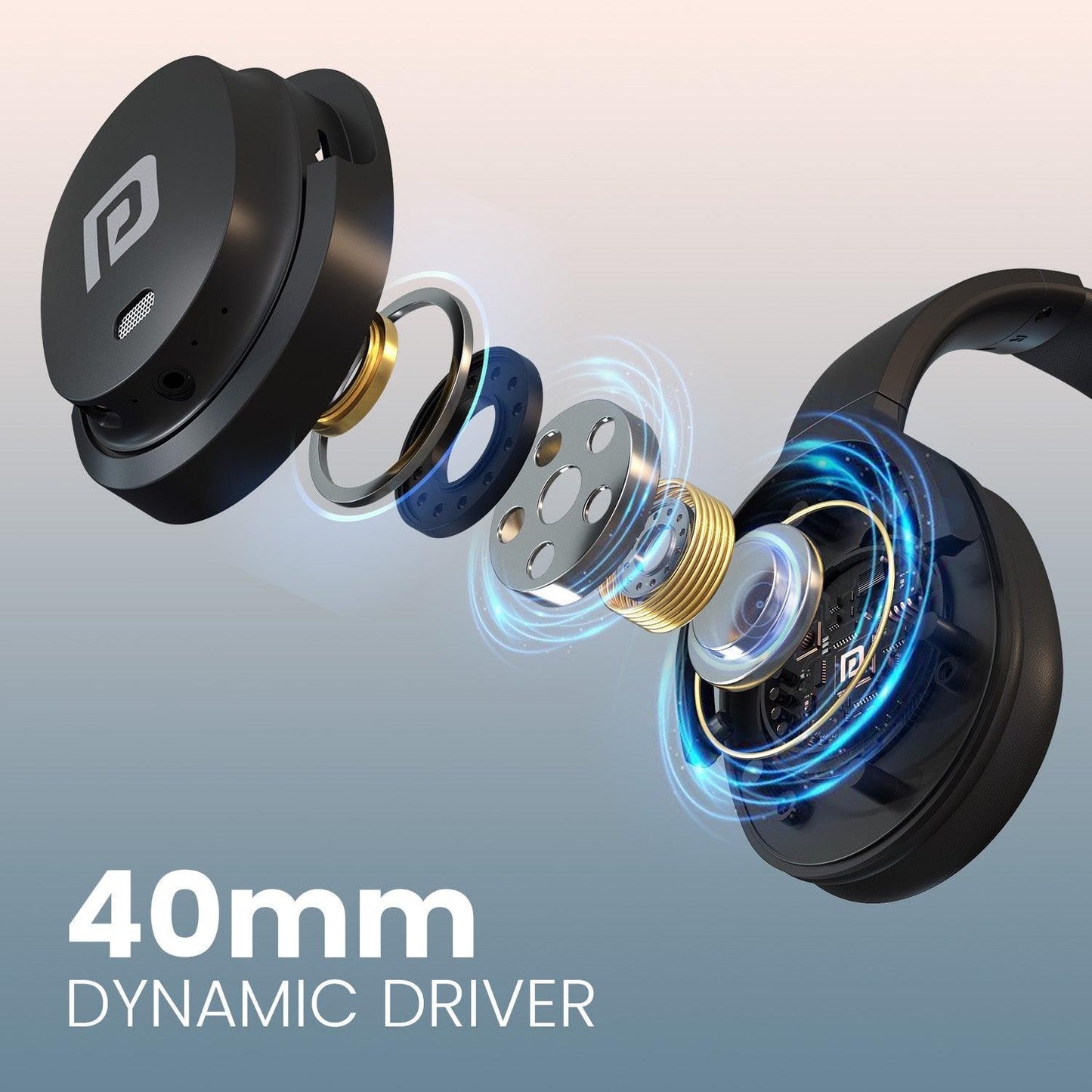 Portronics Muffs M4 Over Ear Bluetooth Headphone with Upto 40 Hours Playtime, Powerful Bass, 40mm Dynamic Driver, BT 5.3V, in-Built Mic, Adjustable Height, Head Cushion, Type C Fast Charging - Nalanda Enterprises