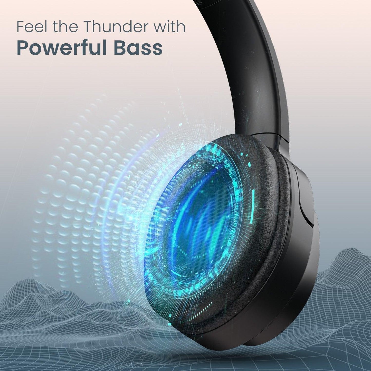 Portronics Muffs M4 Over Ear Bluetooth Headphone with Upto 40 Hours Playtime, Powerful Bass, 40mm Dynamic Driver, BT 5.3V, in-Built Mic, Adjustable Height, Head Cushion, Type C Fast Charging - Nalanda Enterprises