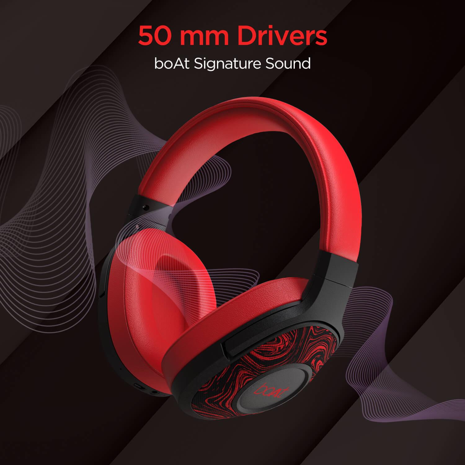 boAt Rockerz 550 | Over Ear Bluetooth Headphones with Upto 20H Playback, 50mm Dynamic Driver, 500mAh Battery - Nalanda Enterprises