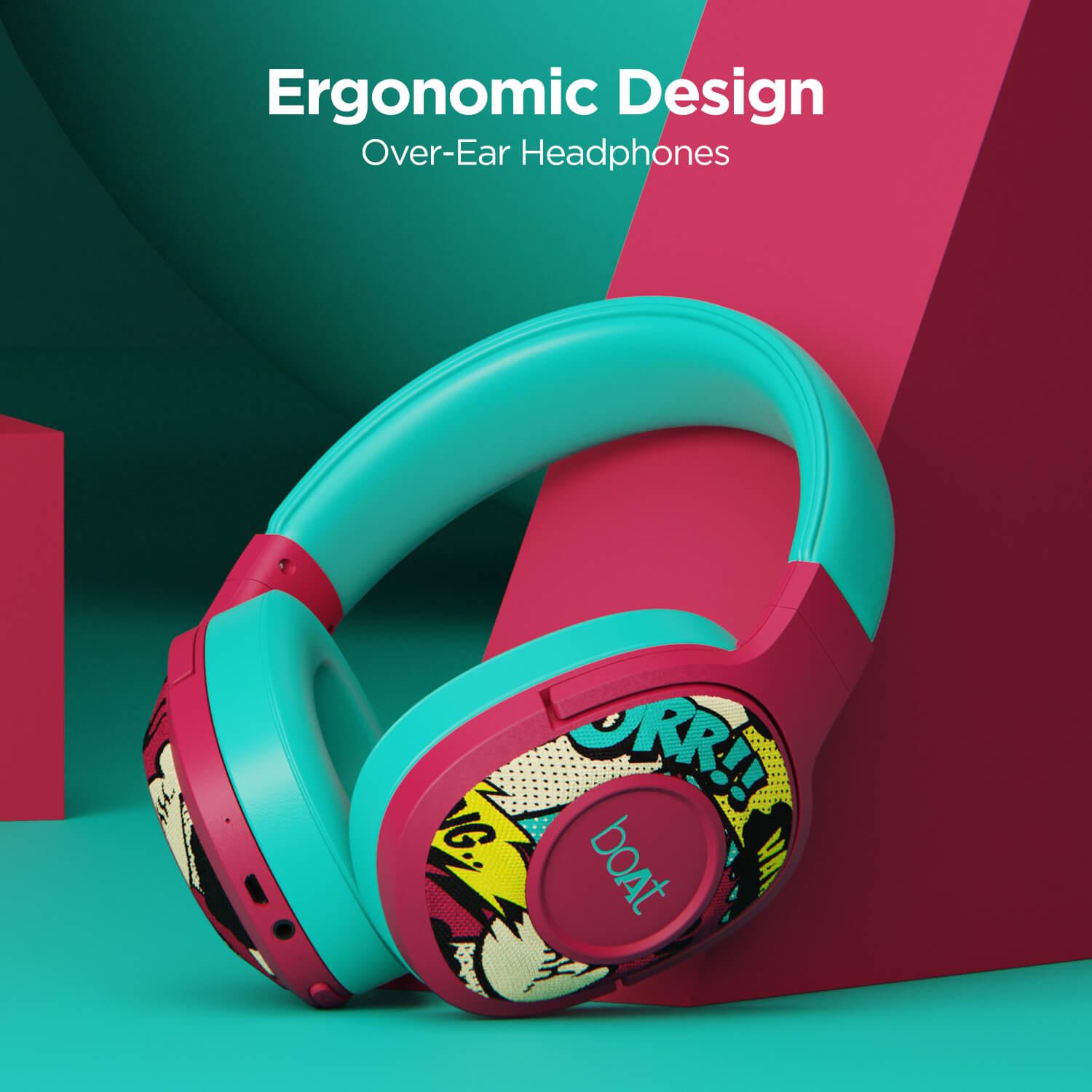 boAt Rockerz 550 | Over Ear Bluetooth Headphones with Upto 20H Playback, 50mm Dynamic Driver, 500mAh Battery - Nalanda Enterprises