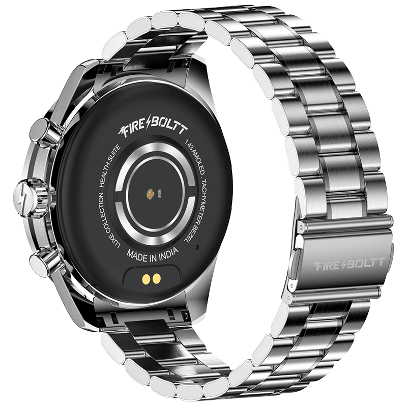Fire-Boltt Diamond Luxury Stainless Steel Smart Watch with 1.43” AMOLED Screen, 466 * 466 px Resolution, 750 NITS Brightness, Bluetooth Calling, 300 Sports Mode, IP67 Rating - Nalanda Enterprises