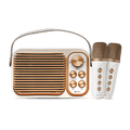 Toreto Retromini Wireless Bluetooth Speaker 14watt with Dual Wireless Karaoke Mic | Fast Charging | Voice Changing Feature | Deep Bass I USB I TWS I Aux I Outdoor Speaker | Carrying Strap