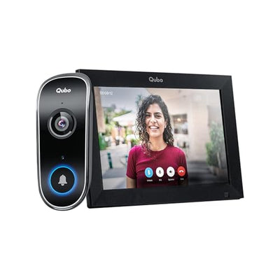 Qubo smart video doorbell with touchscreen display, available at Nalanda Enterprises India