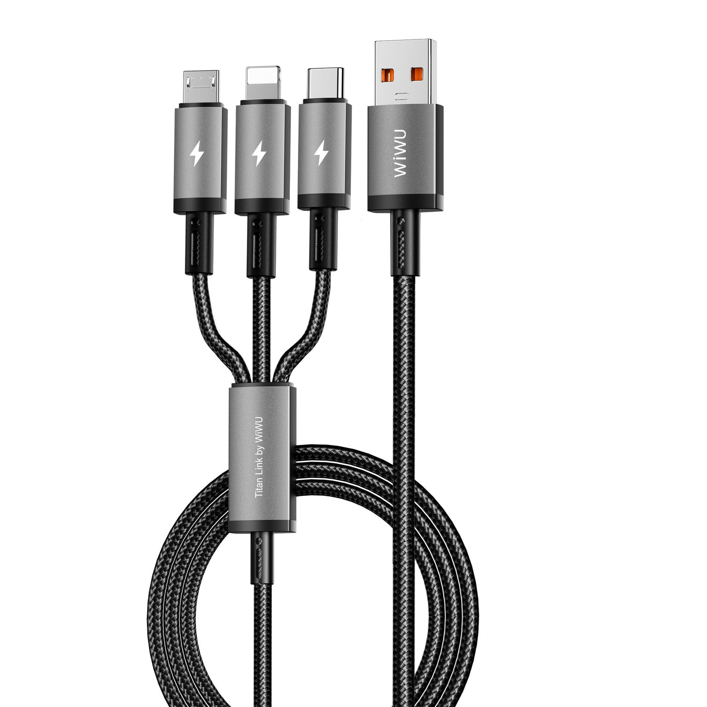 WiWU Wi-C060-C061 1.2m 66W Dual USB C TITAN LINK Series Charging Cable with C-C+C+L/A-C-M-L