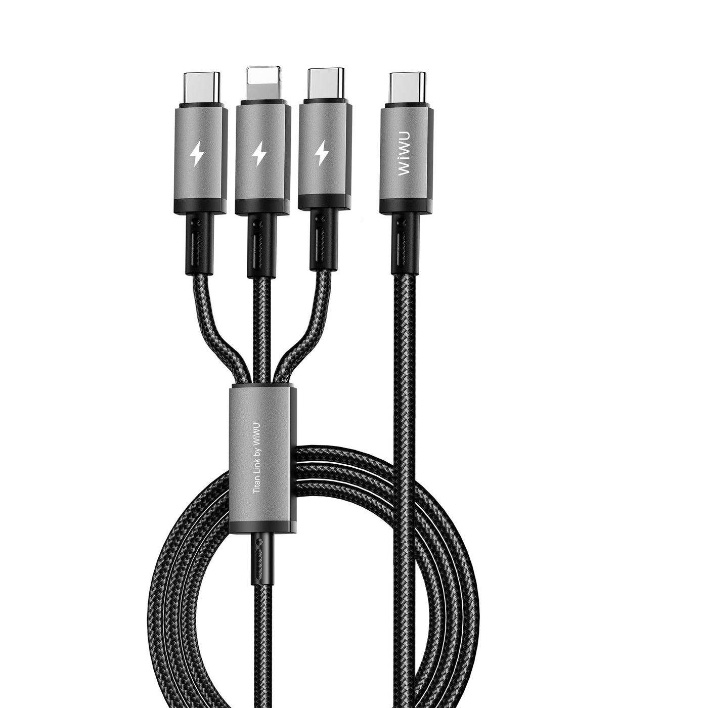 WiWU Wi-C060-C061 1.2m 66W Dual USB C TITAN LINK Series Charging Cable with C-C+C+L/A-C-M-L