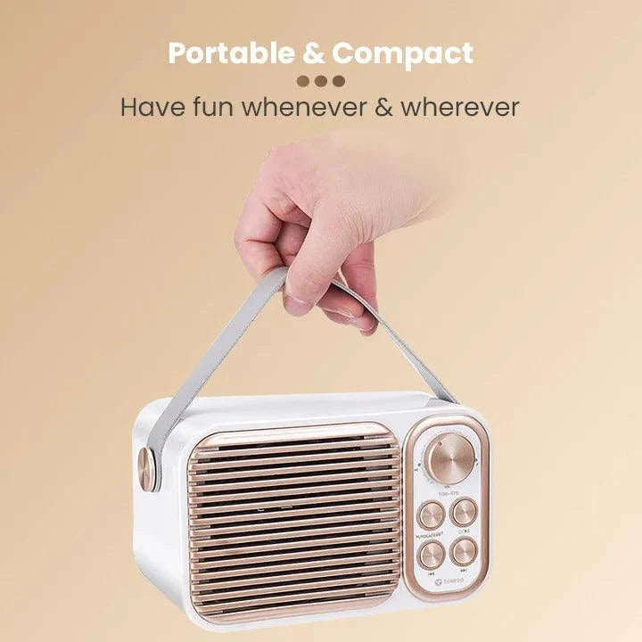 Toreto Retromini Wireless Bluetooth Speaker 14watt with Dual Wireless Karaoke Mic | Fast Charging | Voice Changing Feature | Deep Bass I USB I TWS I Aux I Outdoor Speaker | Carrying Strap - Nalanda Enterprises