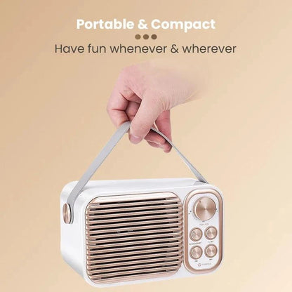 Toreto Retromini Wireless Bluetooth Speaker 14watt with Dual Wireless Karaoke Mic | Fast Charging | Voice Changing Feature | Deep Bass I USB I TWS I Aux I Outdoor Speaker | Carrying Strap - Nalanda Enterprises