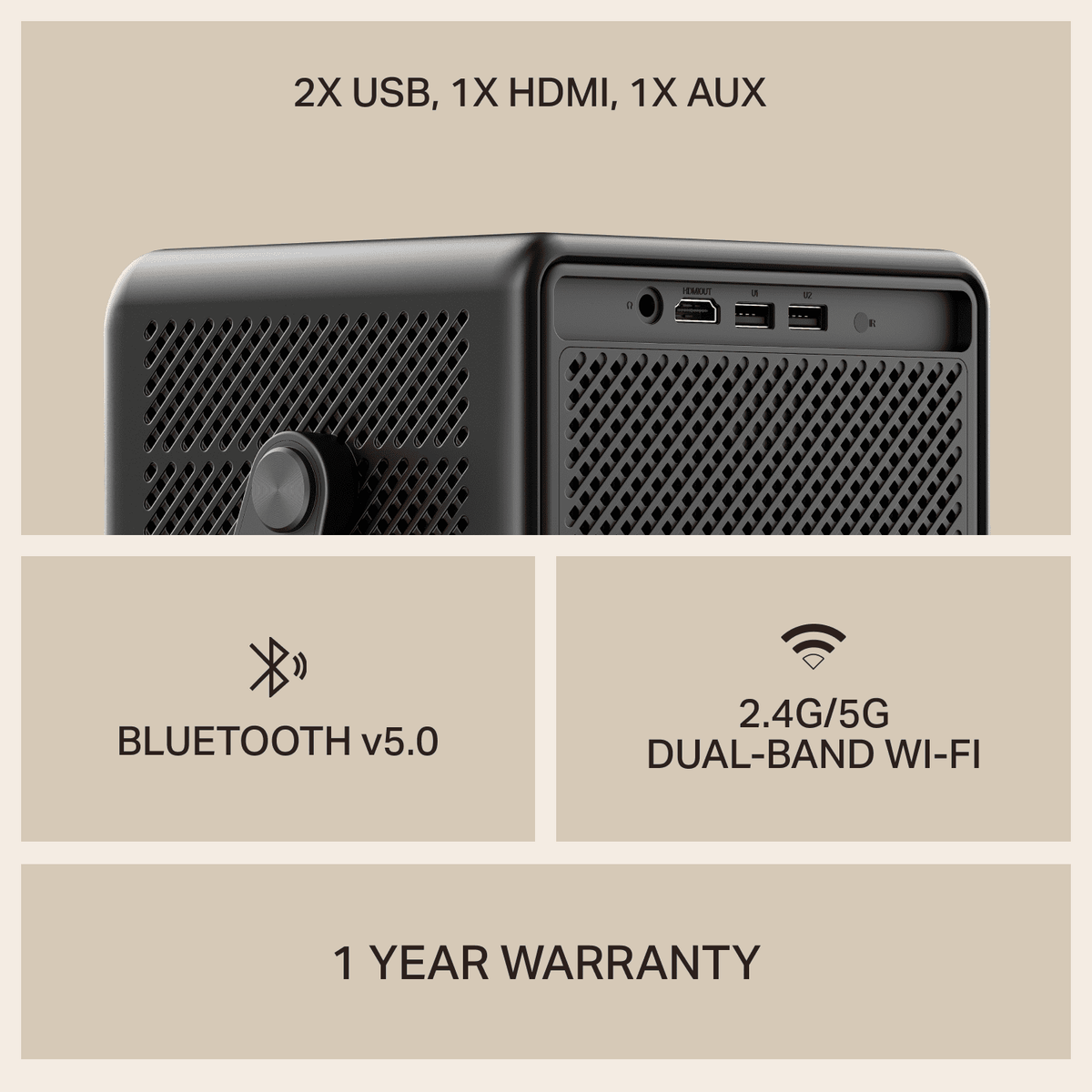 boAt Cinehead E1 | Smart Projector with 1080p Support, Android 13, and Up to 150” Big-Screen Viewing