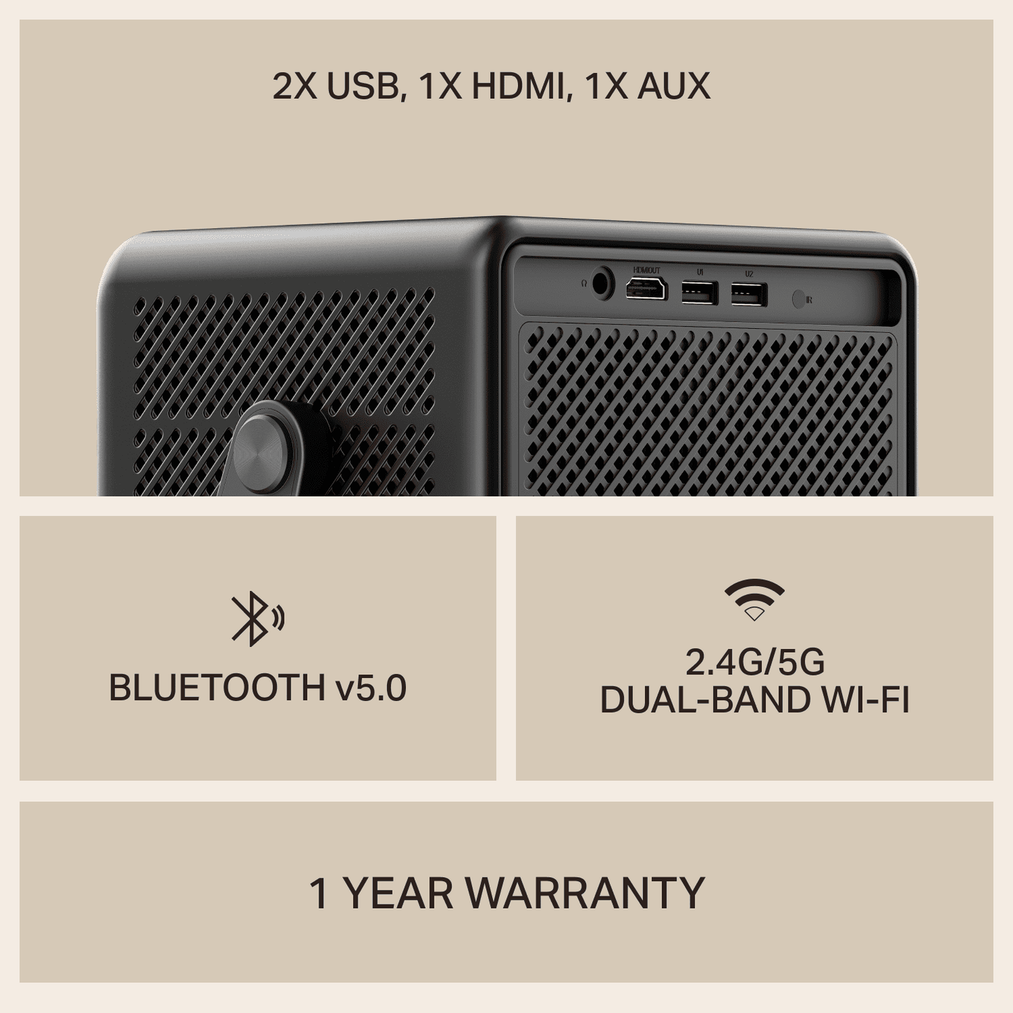 boAt Cinehead E1 | Smart Projector with 1080p Support, Android 13, and Up to 150” Big-Screen Viewing