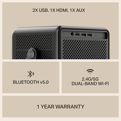 boAt Cinehead E1 | Smart Projector with 1080p Support, Android 13, and Up to 150” Big-Screen Viewing