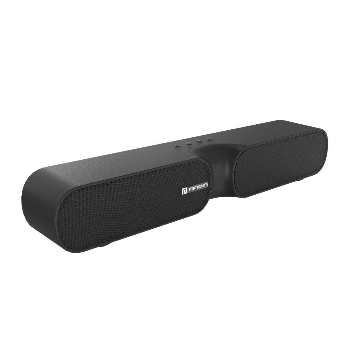 Portronics Decibel 20 16W Wireless Bluetooth Soundbar, 3.5mm Aux Slot, HQ Stereo Sound, Long Playtime - Nalanda Enterprises