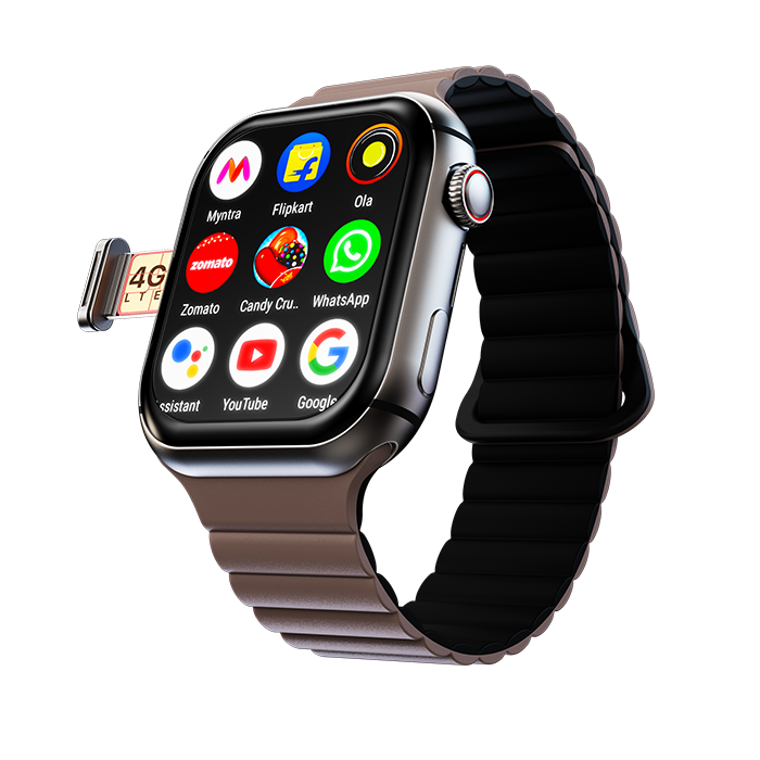 Fire-Boltt Dream WristPhone - 4G SIM/LTE/WiFi, Android OS, Play store unlimited apps, GPS Smartwatch (Midnight Steel Strap, Free Size) - Nalanda Enterprises