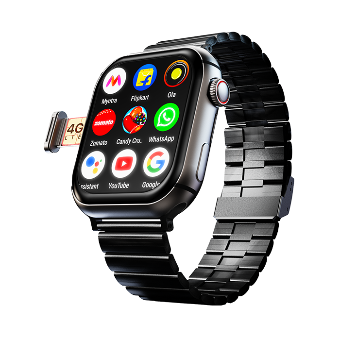 Fire-Boltt Dream WristPhone - 4G SIM/LTE/WiFi, Android OS, Play store unlimited apps, GPS Smartwatch (Midnight Steel Strap, Free Size) - Nalanda Enterprises