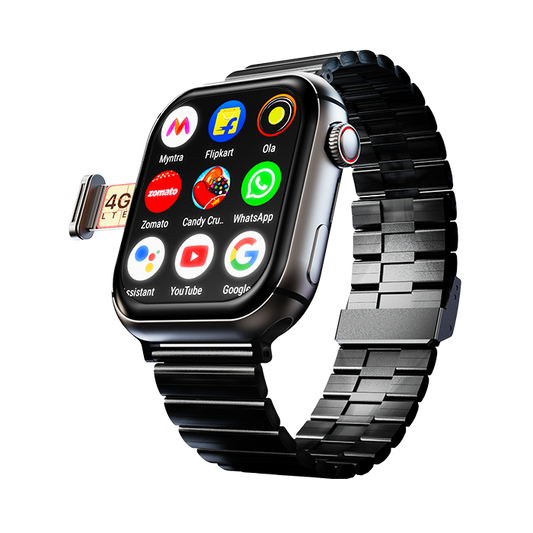 Fire-Boltt Dream WristPhone - 4G SIM/LTE/WiFi, Android OS, Play store unlimited apps, GPS Smartwatch (Midnight Steel Strap, Free Size) - Nalanda Enterprises