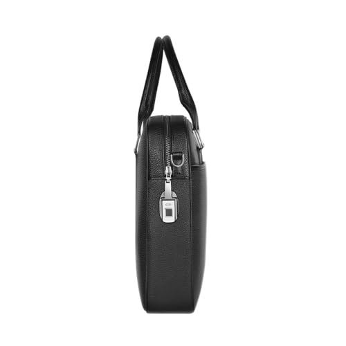 WIWU Waterproof Fingerprint Lock Leather Briefcase, Black - Nalanda Enterprises