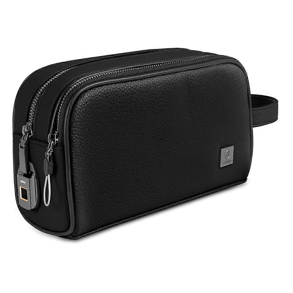 WIWU Phantom Fingerprint Lock Pouch Metal Dual Zipper + PU Leather Storage Bag