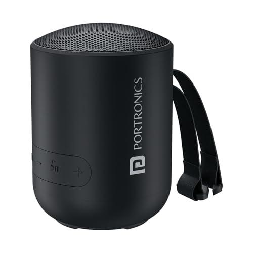 Portronics Soundpot 20W Wireless Bluetooth Portable Speaker with 360° immersive Sound, Upto 6 Hours Playtime, in Built Mic, TWS Mode, Easy Control, Strong Lanyard, Type C Fast Charging(Black) - Nalanda Enterprises