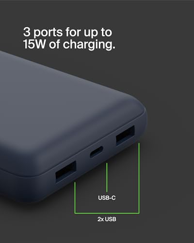 Belkin 20000 mAh Power Bank | Super Fast Charging | USB-C PD Port | 15W Charging for iPhone Series (16, 16 Pro Max), Samsung Galaxy, Google Pixel & More | 2 Years Warranty | Blue|B09NTNMXL8