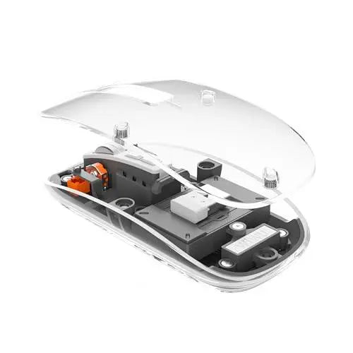 WIWU Tri-Mode Wireless Mouse USB C Rechargeable, Transparent Design, Silent Click USB Receiver & Type C Adapter - Ergonomic for Computer, Laptop - Stylish & Efficient (Crystal Grey) (Crystal Grey) - Nalanda Enterprises