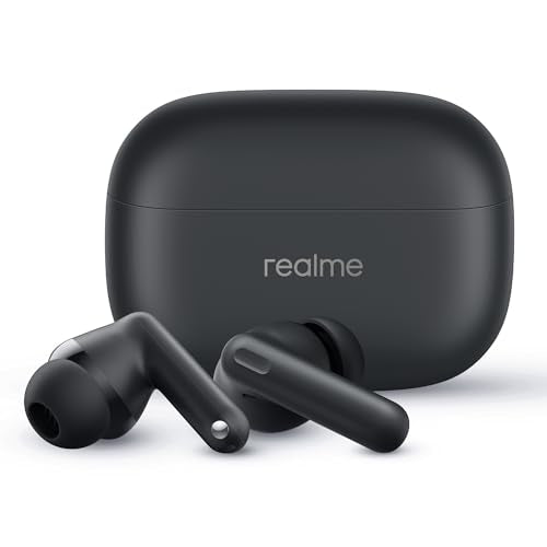 realme Buds T310 True Wireless in-Ear Earbuds with 46dB Hybrid ANC, 360° Spatial Audio, 12.4mm Dynamic Bass Driver, Upto 40Hrs Battery and Fast Charging (Vibrant Black)|B0DBGP48NW