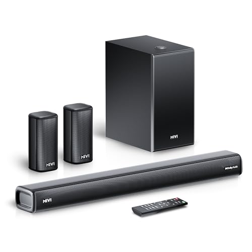 Mivi Superbars Nova 780 Watts Dolby Audio Home Theatre Speaker [New Launch], 5.1 Channel with Big Woofer, 3 Built-in + 2 Satellite Speakers, Multiple EQ, Home Theatre 5.1, Made in India Sound Bar - Nalanda Enterprises