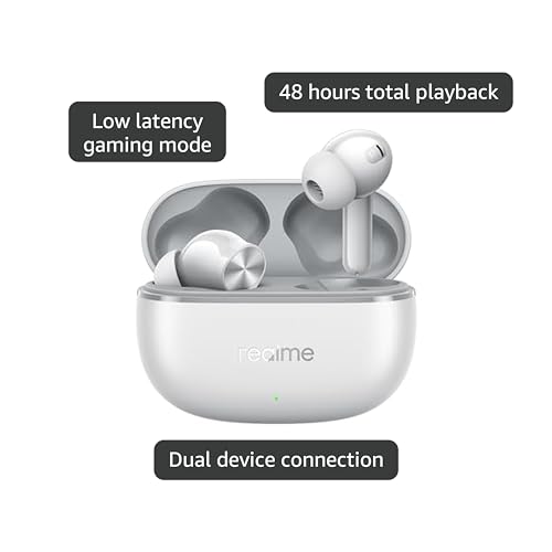 realme Earbuds T110 with Ai Enc for Calls, Upto 38 Hours of Playback and Fast Charging Bluetooth in Ear Headset (Punk Black, True Wireless)|B0D212YMD7