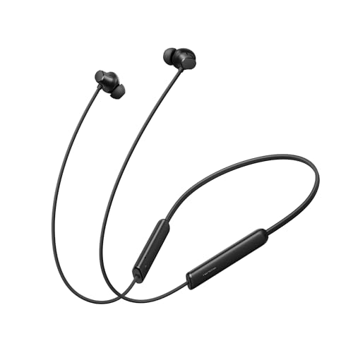 realme Buds Wireless 5 Lite in Ear Bluetooth Neckband with 12.4 mm Dynamic Bass Boost Driver,Upto 35 Hours Playback,45ms Low Latency,IP55 Dust & Water Resistant, Bluetooth V5.4 (Void Black) - Nalanda Enterprises