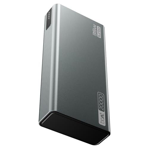 boAt Energyshroom PB435 20000 mAh 35W Super Fast Charging Power Bank, Smart 12 Layer Protection (4X Output Ports, Supports Android, iPhone, Tablets, Earbuds, etc.) (Navy Blue)|B0F48HHWKX
