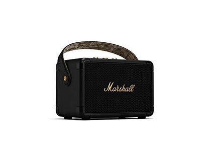 Marshall Kilburn II Portable Bluetooth Speaker with 20+ Hours of Portable Playtime, (360° Sound), Water-Resistant (IPX2) Black & Brass. - Nalanda Enterprises