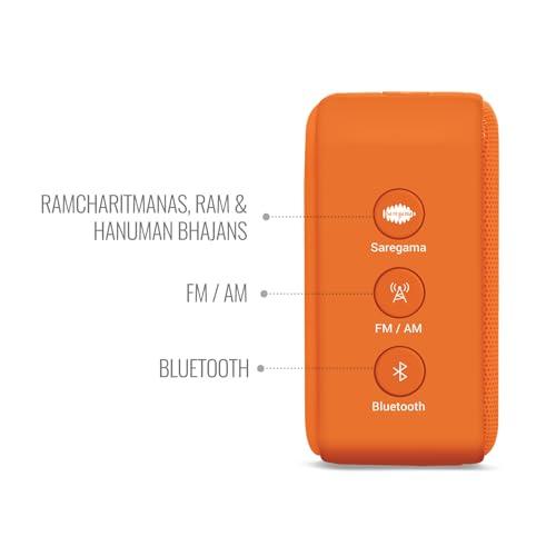 Saregama Carvaan Mini Shri Ram - Portable Music Player with Pre-Loaded Ram Charitmanas, Ram & Hanuman Bhajans | BT/FM/AM/AUX (Devotional Orange) - Nalanda Enterprises
