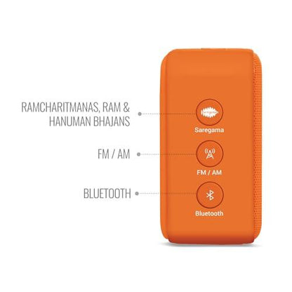 Saregama Carvaan Mini Shri Ram - Portable Music Player with Pre-Loaded Ram Charitmanas, Ram & Hanuman Bhajans | BT/FM/AM/AUX (Devotional Orange) - Nalanda Enterprises