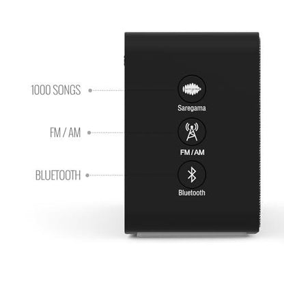 Carvaan Saregama Mini+ (Plus) Portable Music Player With 1000 Preloaded Songs, 10 Watt Speaker, Handsfree Calling, Bluetooth/Fm/Am/Aux (Moonlight Black) - Nalanda Enterprises