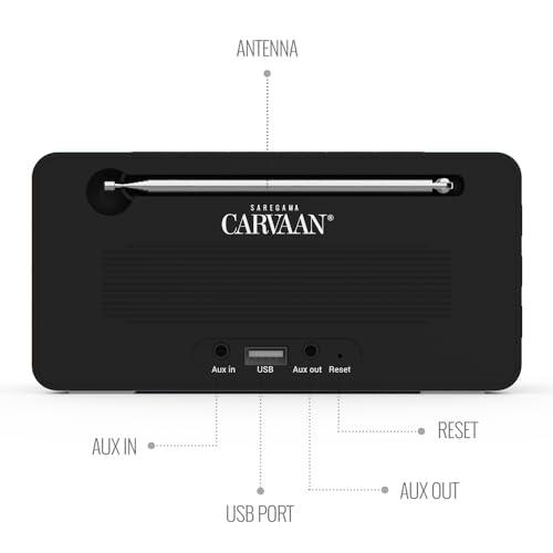 Carvaan Saregama Mini+ (Plus) Portable Music Player With 1000 Preloaded Songs, 10 Watt Speaker, Handsfree Calling, Bluetooth/Fm/Am/Aux (Moonlight Black) - Nalanda Enterprises