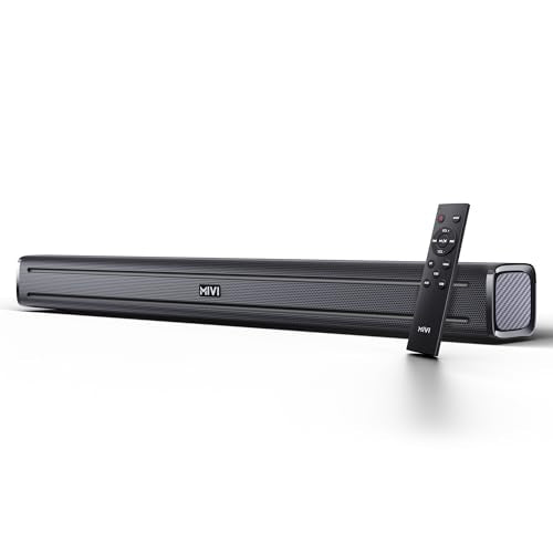 Mivi Fort Q80 Soundbar with 80W Surround Sound, 2.2 Channel soundbar with 2 in-Built subwoofers, Multiple EQ and Input Modes, Remote Accessibility, Bluetooth v5.2, Made in India Sound bar for TV - Nalanda Enterprises
