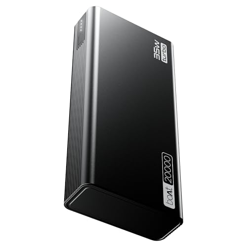 boAt Energyshroom PB435 20000 mAh 35W Super Fast Charging Power Bank, Smart 12 Layer Protection (4X Output Ports, Supports Android, iPhone, Tablets, Earbuds, etc.) (Navy Blue)|B0F48HHWKX