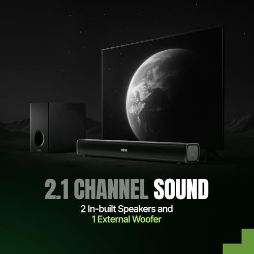 Mivi Fort Hip-Hop 1000 180 Watts Home Theatre Soundbar [New Launch], 2.1 Channel, 2 in-Build Speakers and 1 External Subwoofer, Multiple EQ & Input Modes, BT v5.3, Made in India Sound bar|B0F3HV22DT