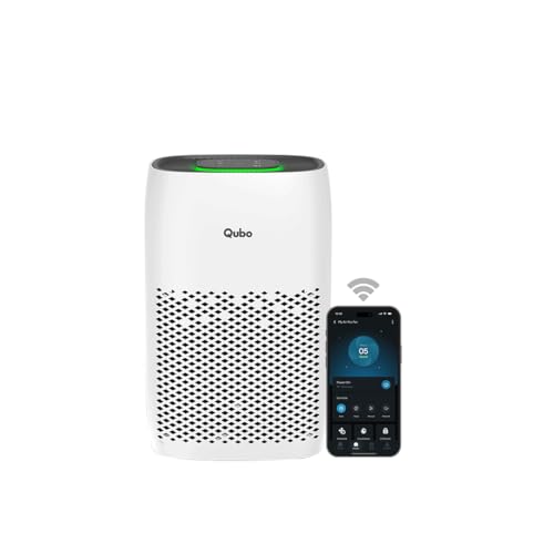 Qubo Smart Air Purifier Q200/Q400 for Home by Hero Group | 200 Sqft | 99.99% Allergen Removal | HEPA H13 | 9000 Hrs Filter Life | App & Voice Control | Energy Saving | Ultra-Quiet BLDC Motor (White) - Nalanda Enterprises