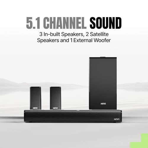 Mivi Fort Hip-Hop 4000 400 Watts Cinematic Home Theatre [Latest Launch], 5.1 Channel, Multiple EQ & Input Modes, BT v5.3, Remote Accessibility, Made in India Sound bar|B0F3J35TVD